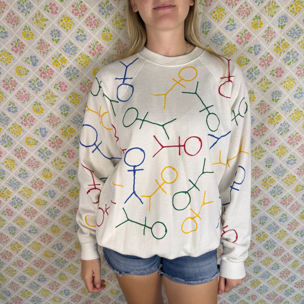 Vintage puffy paint long sleeve crew neck sweatshirt size XL